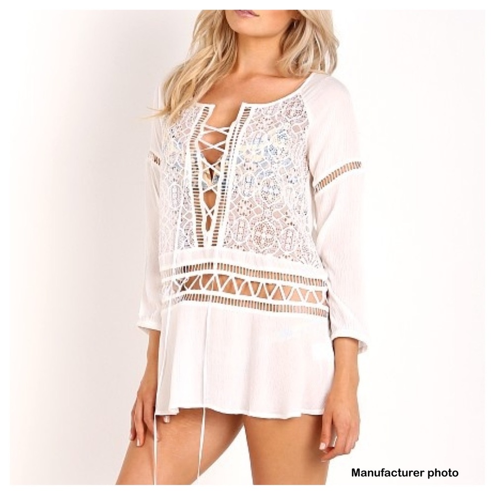 For Love & Lemons Martinique Mini White Dress Cover-Up - Picture 13 of 13